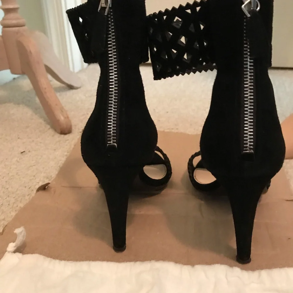 Prada suede pumps with cutouts 8 black $1140 gently worn cruise only - Picture 11 of 14